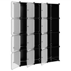 Storage Cube Organiser With 12 Cubes And Doors Black PP -JIMMY Shop Storage Cube Organiser with 12 Cubes and Doors Black PP 513479 3