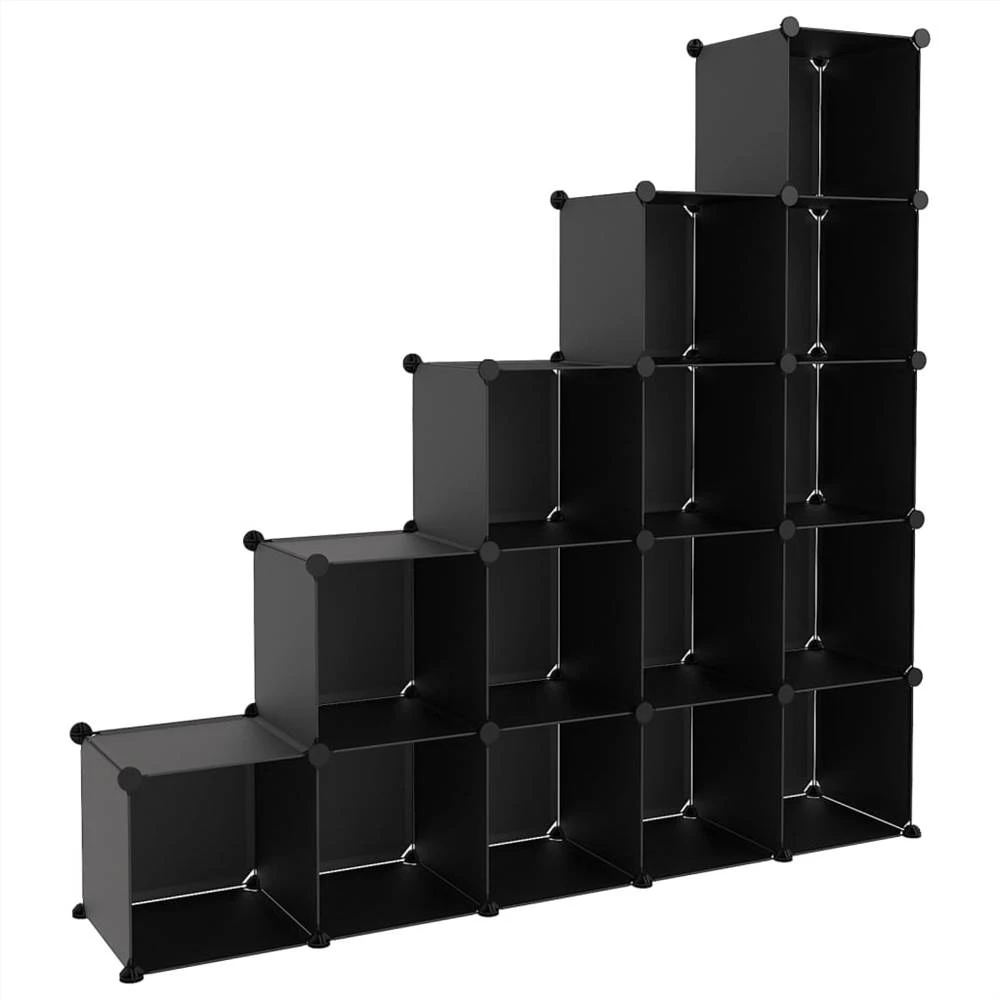 Storage Cube Organiser With 15 Cubes Black PP 2 Storage Cube Organiser With 15 Cubes Black PP - Image 2