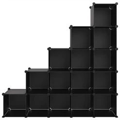Storage Cube Organiser With 15 Cubes Black PP 8 Storage Cube Organiser With 15 Cubes Black PP -JIMMY Shop Storage Cube Organiser with 15 Cubes Black PP 513932 2