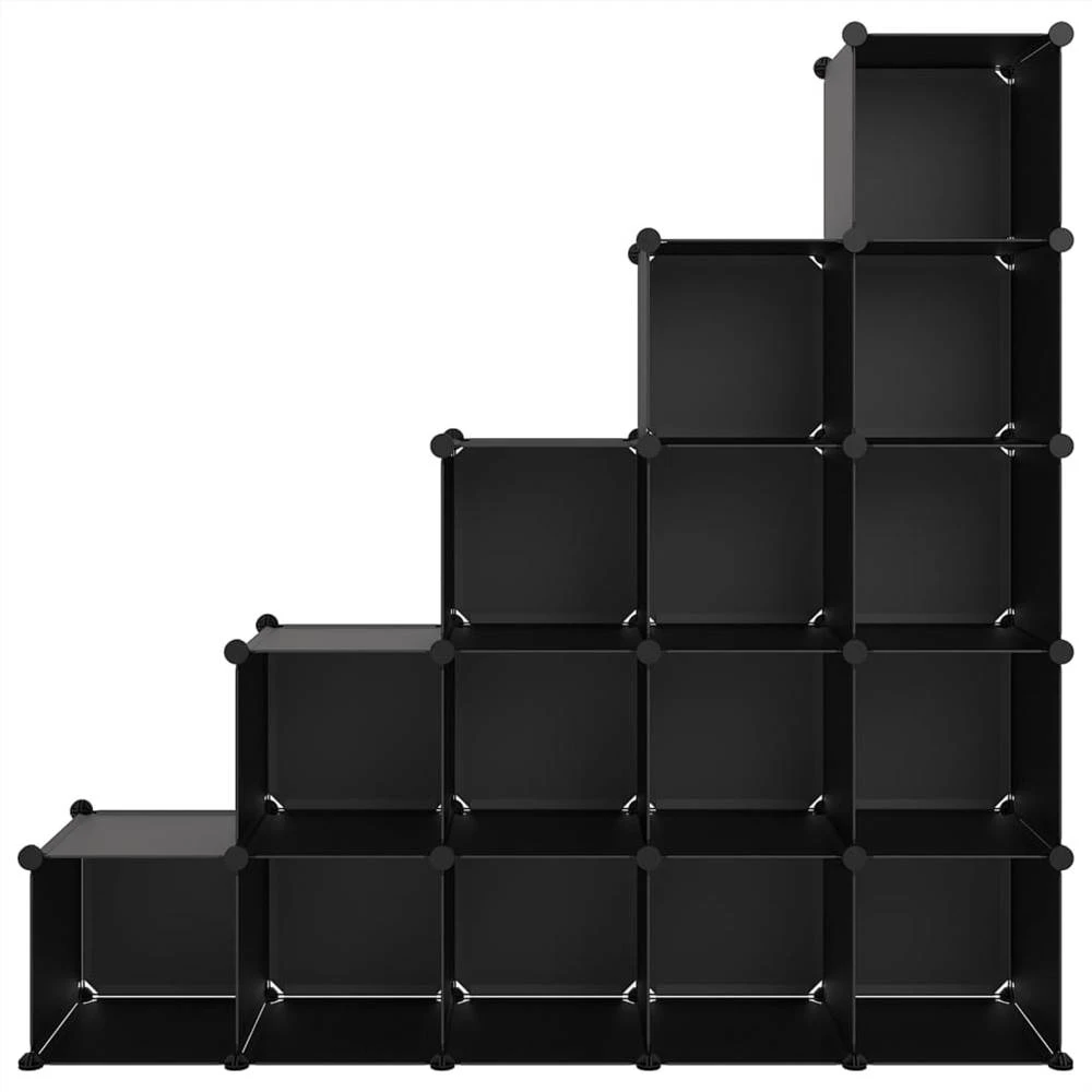 Storage Cube Organiser With 15 Cubes Black PP 3 Storage Cube Organiser With 15 Cubes Black PP - Image 3