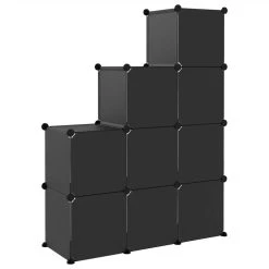 Storage Cube Organiser With 9 Cubes Black PP -JIMMY Shop Storage Cube Organiser with 9 Cubes Black PP 512663 4