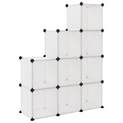 Storage Cube Organiser With 9 Cubes Transparent PP -JIMMY Shop Storage Cube Organiser with 9 Cubes Transparent PP 512665 4