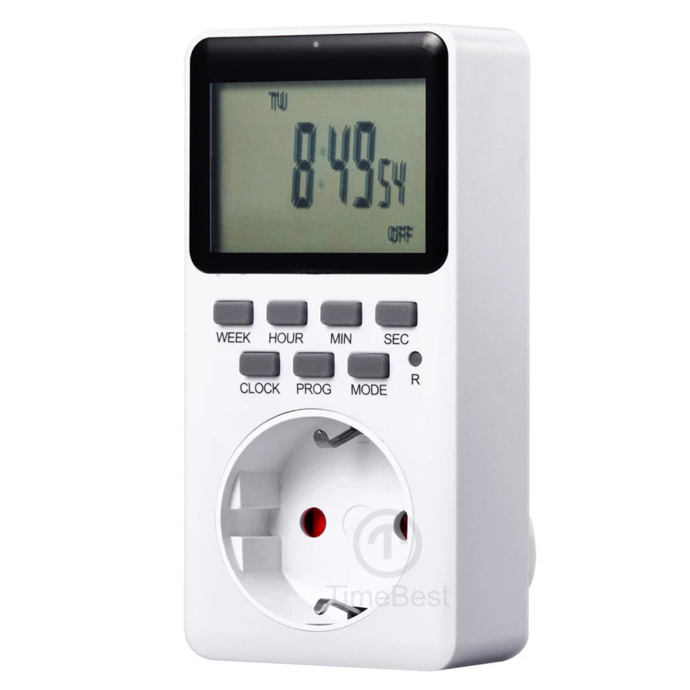 5PCS TIMEBEST SET09A Digital Timer Socket With 10 Configurable Programs, 230V AC 16A 3600W Timer Switch, Large LCD Display 2 5PCS TIMEBEST SET09A Digital Timer Socket With 10 Configurable Programs, 230V AC 16A 3600W Timer Switch, Large LCD Display - Image 2