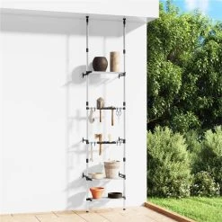 Telescopic Garden Rack With 3 Shelves Silver Aluminium
