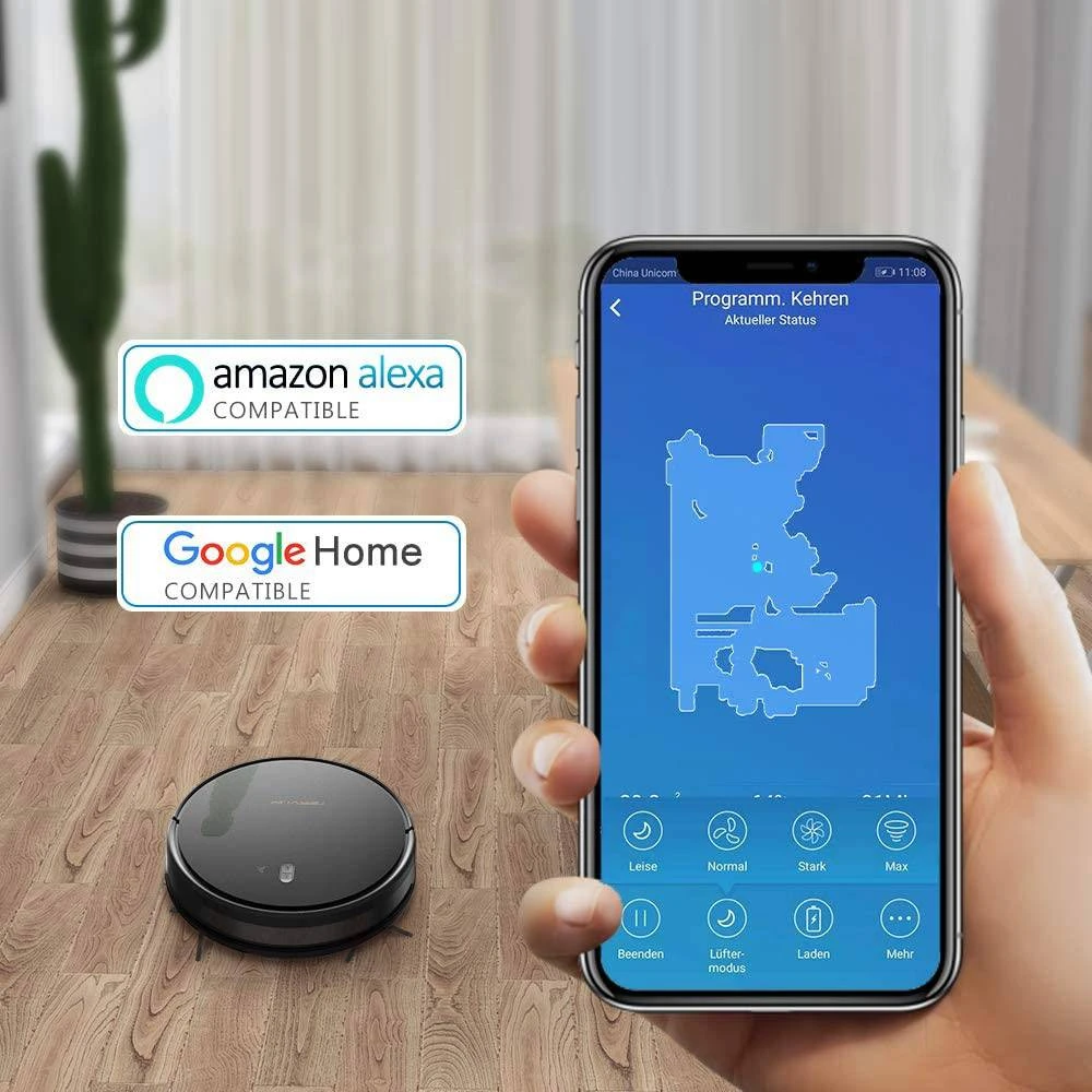 Tesvor M1 Robot Vacuum Cleaner 4000PA Suction With Real-Time Room Map And 600ml Dust Box, APP And Alexa Control, For Carpet, Hardwood, Ceramic Tile, Linoleum - Black 2 Tesvor M1 Robot Vacuum Cleaner 4000PA Suction With Real-Time Room Map And 600ml Dust Box, APP And Alexa Control, For Carpet, Hardwood, Ceramic Tile, Linoleum - Black - Image 2