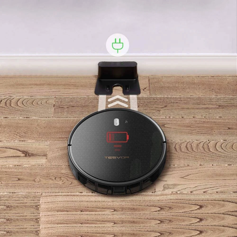 Tesvor M1 Robot Vacuum Cleaner 4000PA Suction With Real-Time Room Map And 600ml Dust Box, APP And Alexa Control, For Carpet, Hardwood, Ceramic Tile, Linoleum - Black 6 Tesvor M1 Robot Vacuum Cleaner 4000PA Suction With Real-Time Room Map And 600ml Dust Box, APP And Alexa Control, For Carpet, Hardwood, Ceramic Tile, Linoleum - Black - Image 6