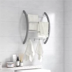 Towel Rack With Hooks Silver 56x16x72 Cm Aluminium