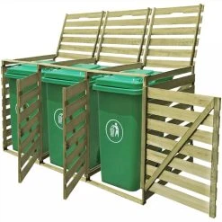 Triple Wheelie Bin Shed 240 L Impregnated Wood