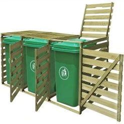 Triple Wheelie Bin Shed 240 L Impregnated Wood -JIMMY Shop Triple Wheelie Bin Shed 240 L Impregnated Wood 444131 2