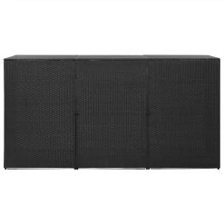 Triple Wheelie Bin Shed Black 229x78x120 Cm Poly Rattan -JIMMY Shop Triple Wheelie Bin Shed Black 229x78x120 cm Poly Rattan 452249 2