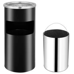 Wall Ashtray Dustbin Steel 26 L Black -JIMMY Shop Wall Ashtray Dustbin Steel 26 L Black 450903 3