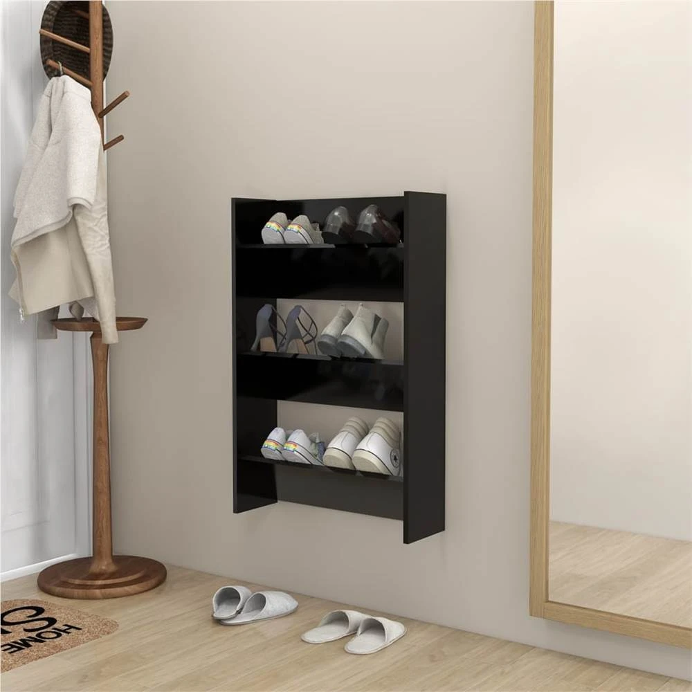 Wall Shoe Cabinet Black 60x18x90 Cm Chipboard 1 Wall Shoe Cabinet Black 60x18x90 Cm Chipboard