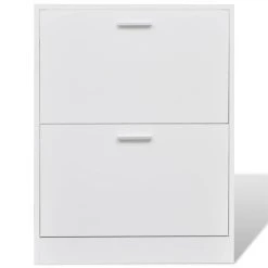 White Wooden Shoe Cabinet With 2 Compartments -JIMMY Shop White Wooden Shoe Cabinet with 2 Compartments 439812 2