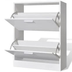 White Wooden Shoe Cabinet With 2 Compartments -JIMMY Shop White Wooden Shoe Cabinet with 2 Compartments 439812 3