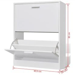 White Wooden Shoe Cabinet With 2 Compartments -JIMMY Shop White Wooden Shoe Cabinet with 2 Compartments 439812 5