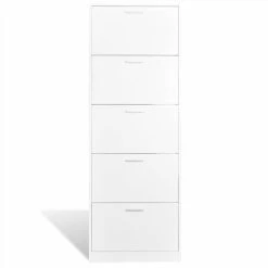 White Wooden Shoe Cabinet With 5 Compartments -JIMMY Shop White Wooden Shoe Cabinet with 5 Compartments 446082 2