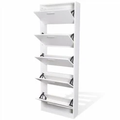 White Wooden Shoe Cabinet With 5 Compartments -JIMMY Shop White Wooden Shoe Cabinet with 5 Compartments 446082 3