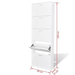White Wooden Shoe Cabinet With 5 Compartments -JIMMY Shop White Wooden Shoe Cabinet with 5 Compartments 446082 5