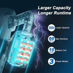 YISORA V110 Battery Handheld Cordless Vacuum Cleaner 265W 25000Pa Strong Suction Power LED Display For Carpets Pet Hair - Blue -JIMMY Shop YISORA V110 Handheld Cordless Vacuum Cleaner 498450 2