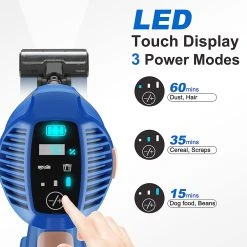 YISORA V110 Battery Handheld Cordless Vacuum Cleaner 265W 25000Pa Strong Suction Power LED Display For Carpets Pet Hair - Blue -JIMMY Shop YISORA V110 Handheld Cordless Vacuum Cleaner 498450 4