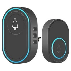 Earykong Wireless Music Doorbell Alarm Volume Adjustable Compatible With 433MHz Wireless Detectors Easy Installation - Black