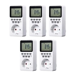 5PCS TIMEBEST SET09A Digital Timer Socket With 10 Configurable Programs, 230V AC 16A 3600W Timer Switch, Large LCD Display