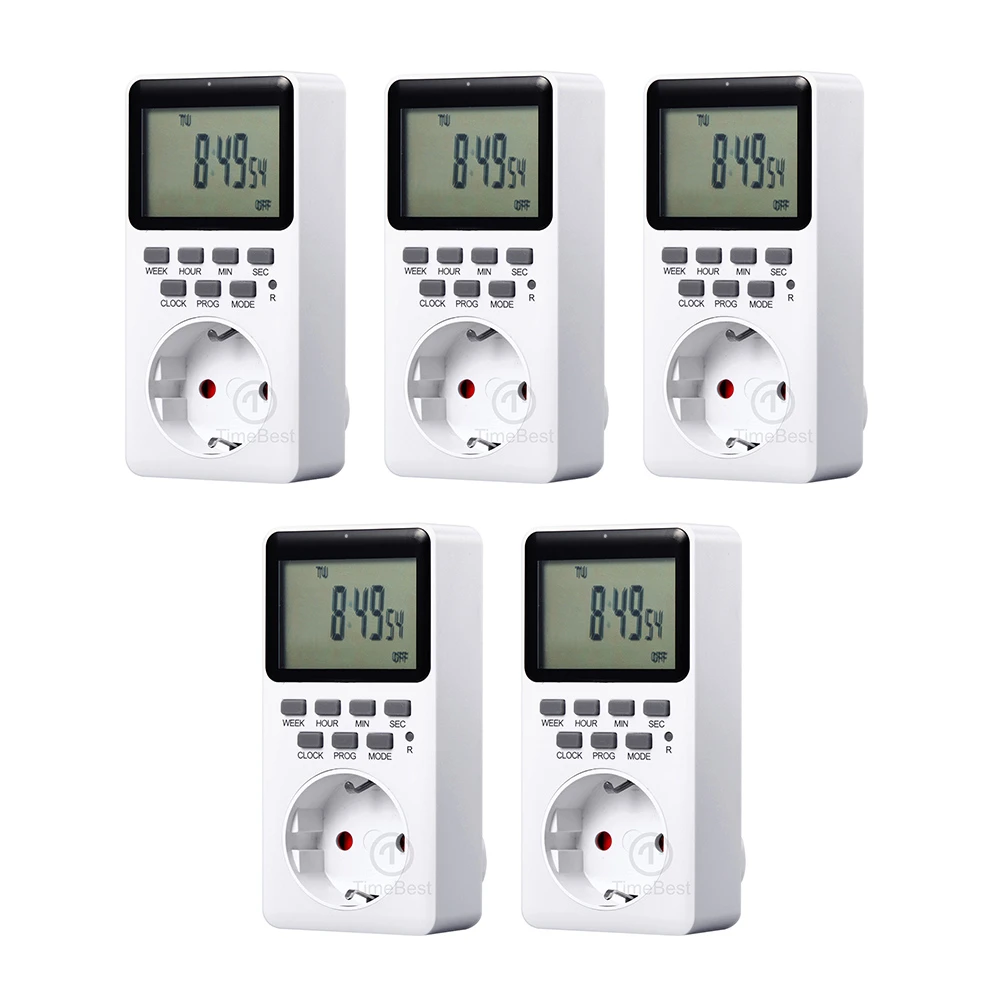 5PCS TIMEBEST SET09A Digital Timer Socket With 10 Configurable Programs, 230V AC 16A 3600W Timer Switch, Large LCD Display 1 5PCS TIMEBEST SET09A Digital Timer Socket With 10 Configurable Programs, 230V AC 16A 3600W Timer Switch, Large LCD Display